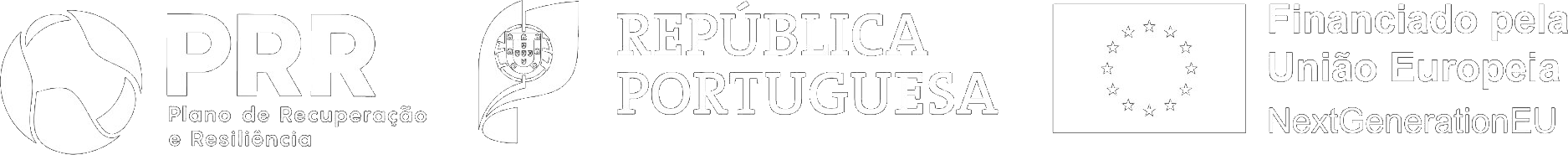 PRR — Plano de Recuperação e Resiliência. República Portuguesa. Financiado pela União Europeia — NextGenerationEU